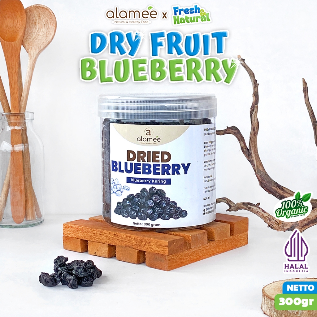 

ALAMEE Blueberry Kering Cemilan Buah Sehat Dried Fruit Blueberry Cemilan Rendah Kalori 300gr fresh and natural