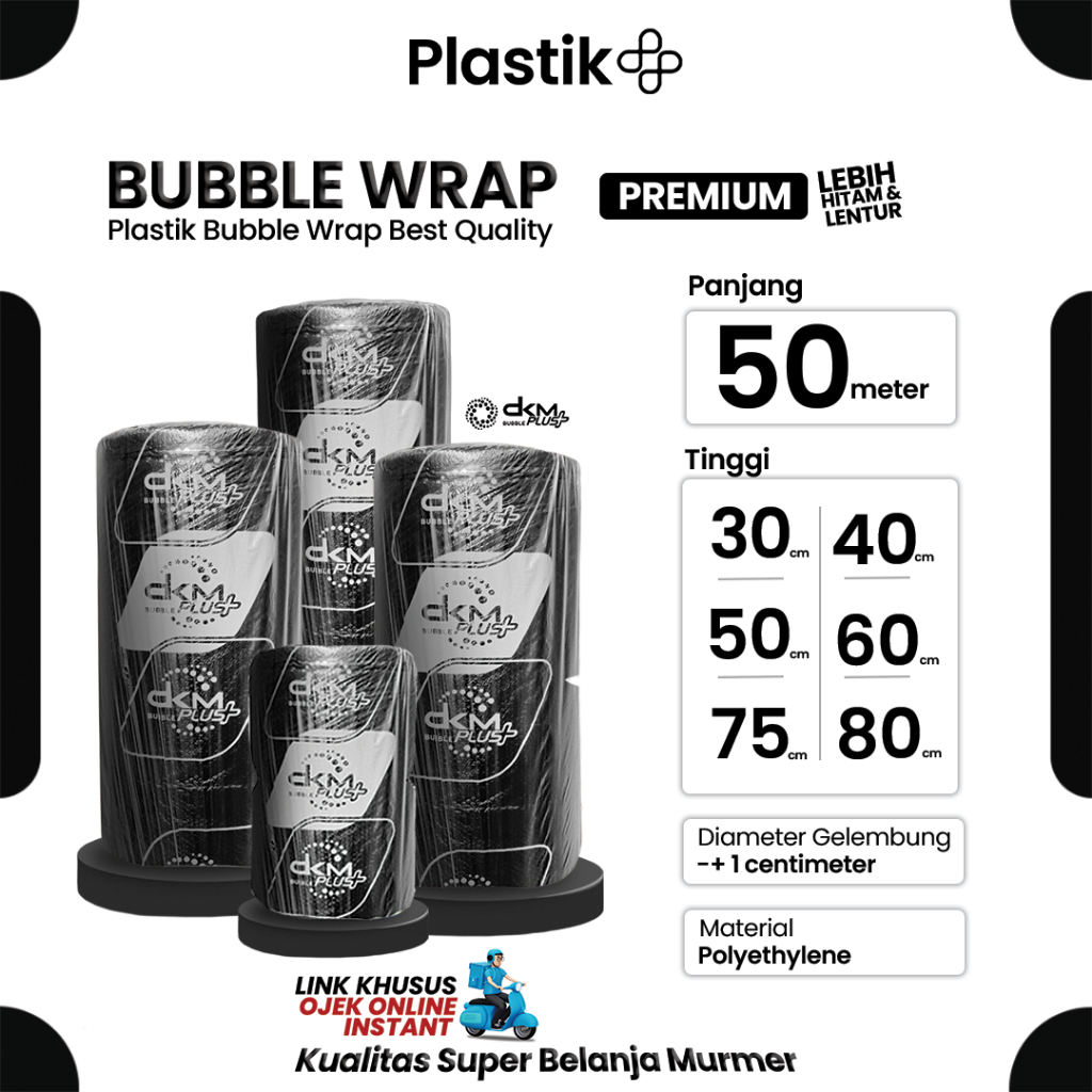 

Plastik Bubble Wrap Roll Premium DKM Plus Hitam 50 meter / Plastik Bubble Packing / Buble Wrap Tebal