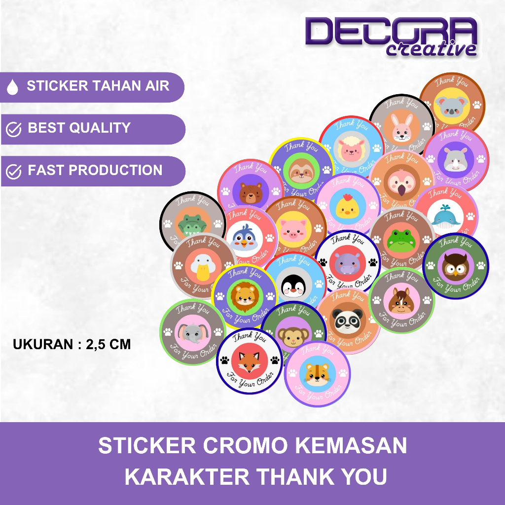

(100 PCS) STICKER THANK YOU | STICKER KEMASAN TERIMA KASIH | STICKER SELAMAT MENIKMATI | STICKER THANK YOU ANIMAL HEWAN