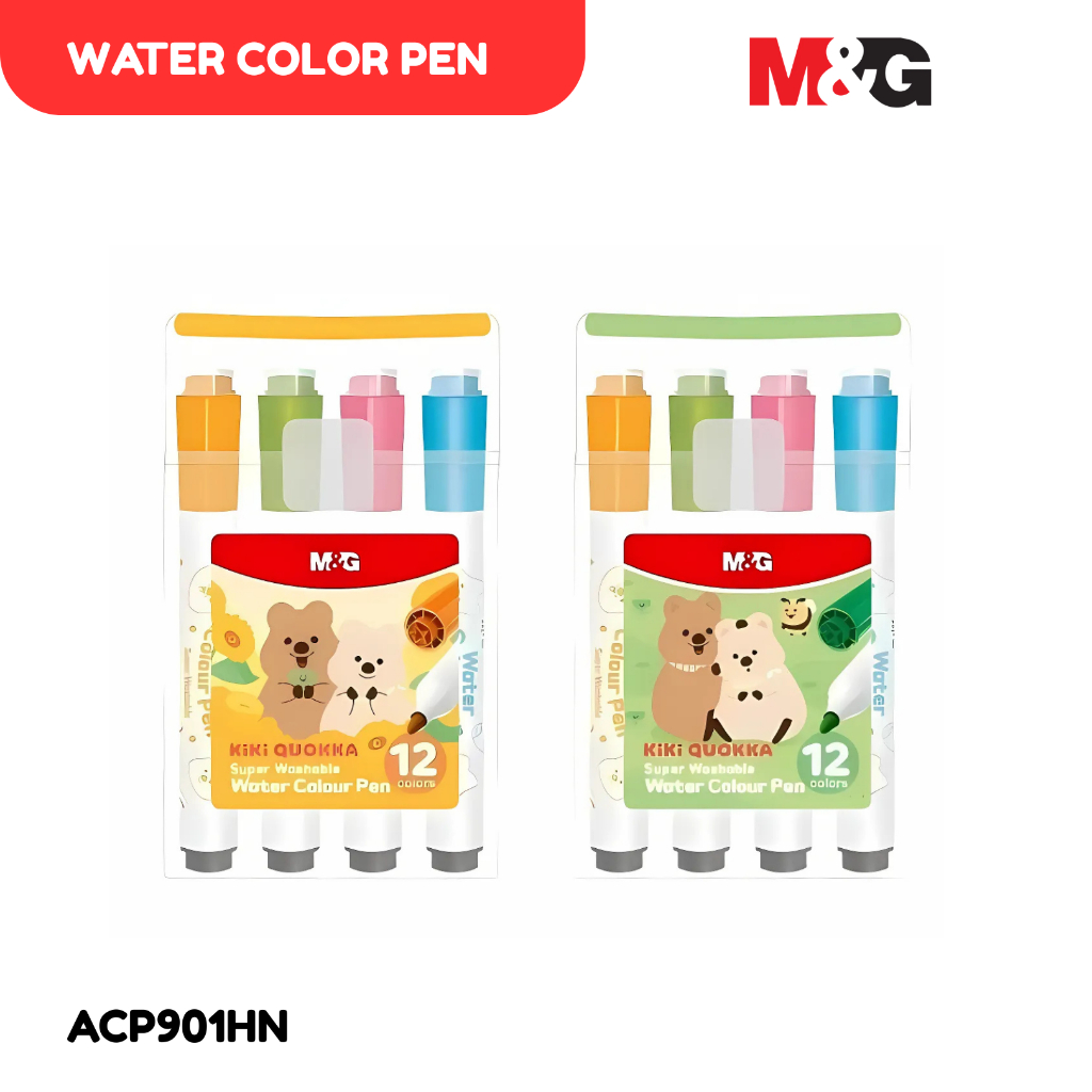 

Watercolor Pen M&G Kiki Quokka Super Washable 12 Warna Tip 2mm #ACP901HN