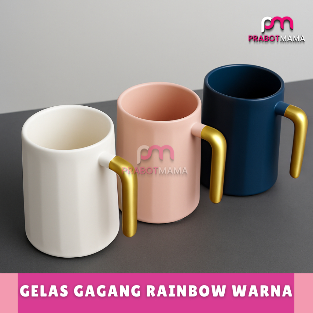 Gelas Aesthetic Pelangi - PRABOTMAMA/ Gelas Estetik Warna/ Gelas Warna Pastel/ Mug Estetik