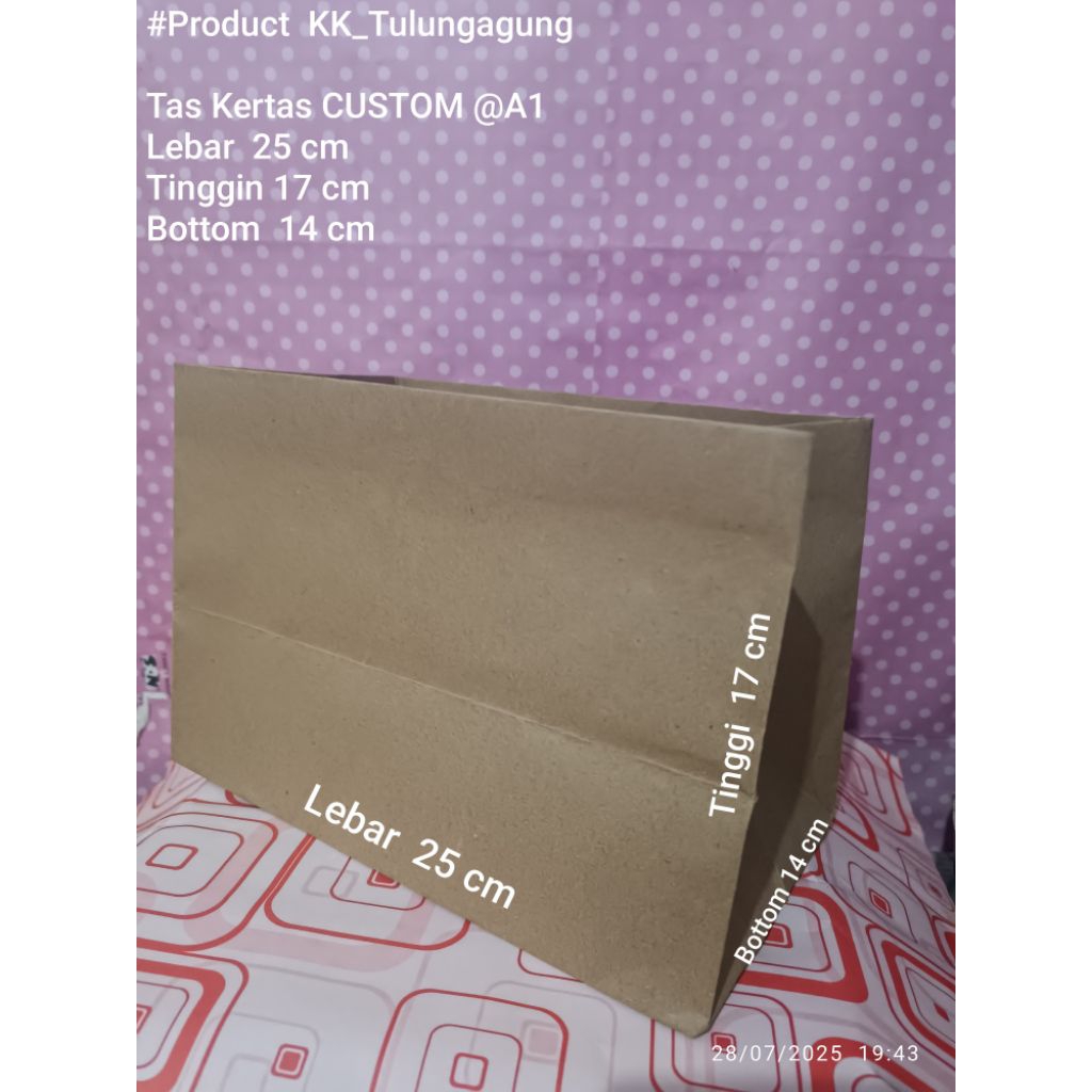 

Tas Kertas / Paperbag CUSTOM @A1Polos Coklat 25x17x14