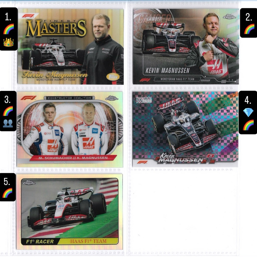 Kartu f1 Topps Finest, Chrome & Paddock (RAINBOWS) - Kevin Magnussen (Haas F1)