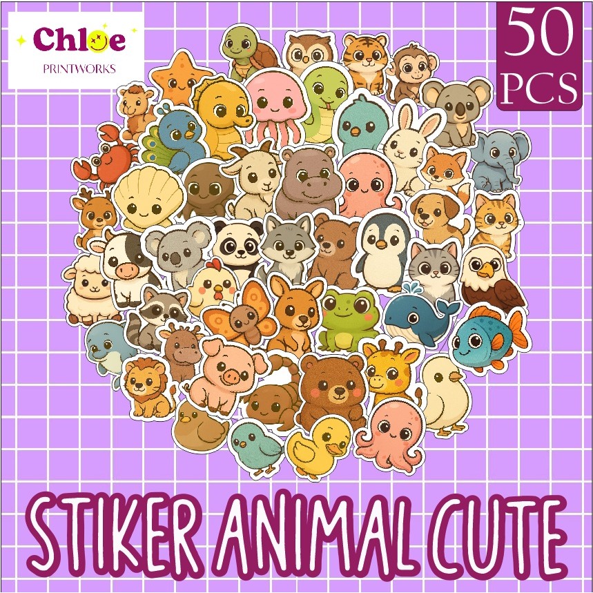 

[50PCS] STIKER VYNIL GLOSSY DIECUT ANIMASI ANIMAL CUTE COCOK UNTUK DITEMPEL DIMANA SAJA