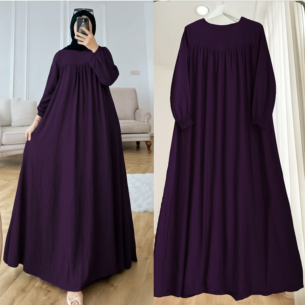 GAMIS VIRALL  BAJU GAMIS SIMPEL DAN ELEGAN MEWAH. GAMIS CRINKLE WANITA TERBARU 2025. GAMIS MAYUNG