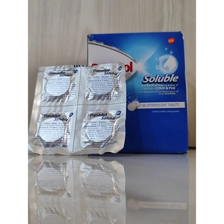 Panadol Soluble Celup Original Malaysia ( Harga 1 Strip isi 4 Tablet)