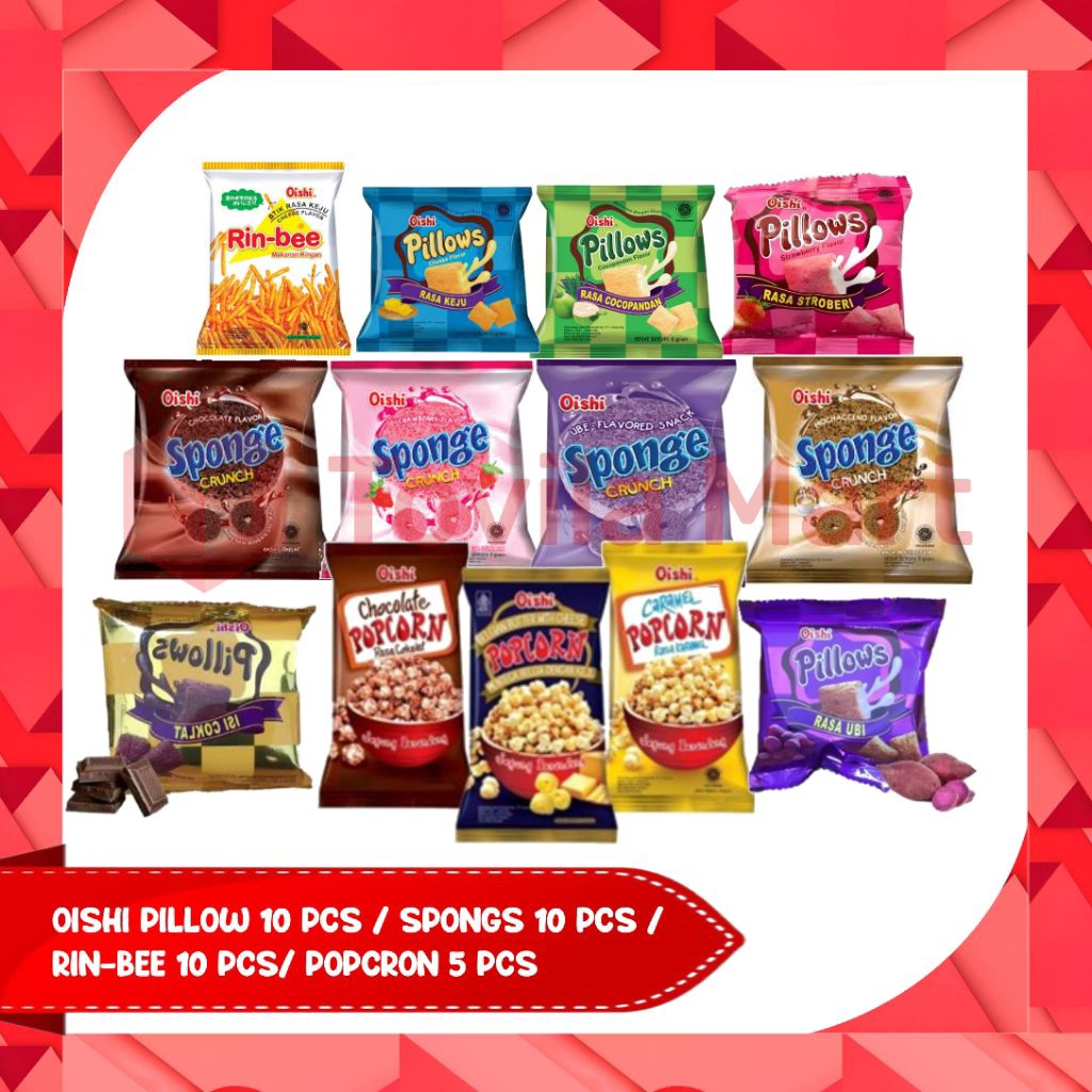 

Oishi Pillow 10 Pcs / Sponge 10 Pcs /Rin-Bee 10 pcs/ PopCorn 5 pcs