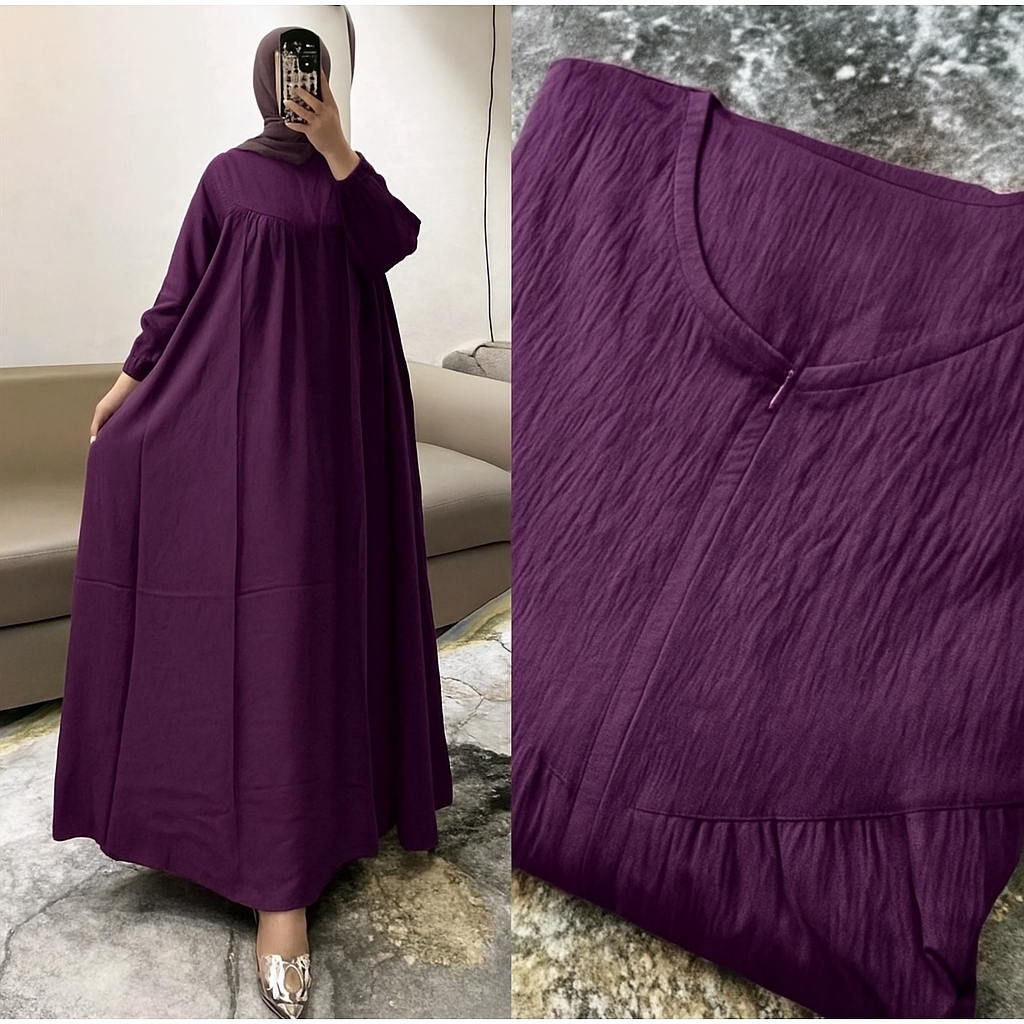 Gamis Burgundy Terbaru 2025 Premium / Gamis Premium Jumbo Crinkle Ibu-Ibu 2025 /Gamis Burgundy Jumbo