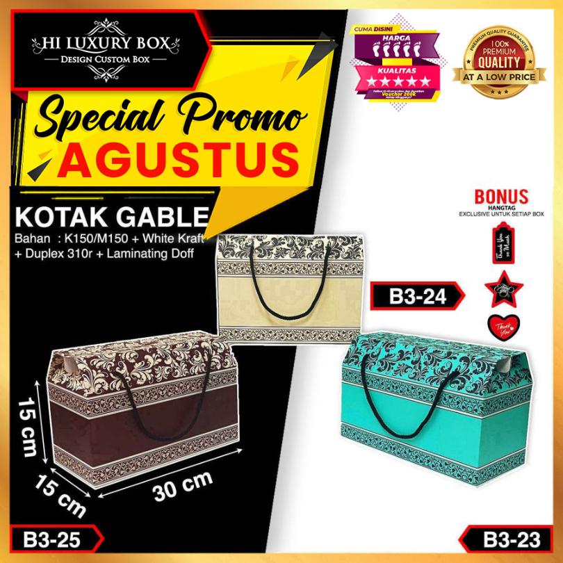 

Kotak Kue|Kotak Hampers|Dus kue|Gable Box|Packaging| 30x15x15