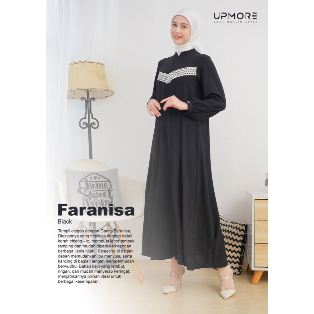 UPMORE | GAMIS UPMORE | Gamis Faranisa | Faranisa Black | Dress Muslimah | ORI 100% UPMORE