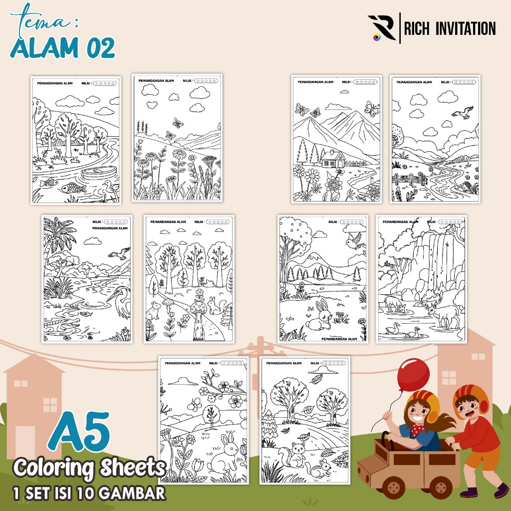 

(A5) KERTAS MEWARNAI ANAK - COLORING SHEETS SERIES 1 - LEMBAR MEWARNAI - COLORING SERI 2