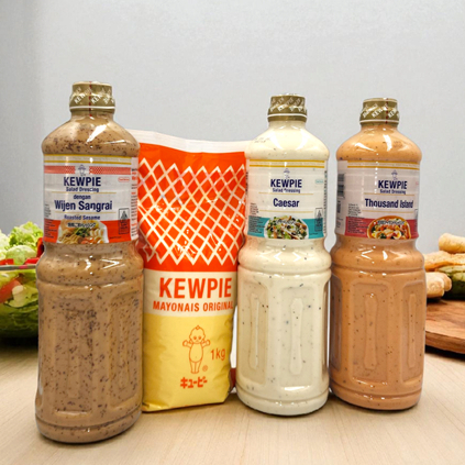 

Kewpie Aneka Salad Dressing dan Mayonnaise Ukuran 1kg/1L (Caesar, Thousand Island, Wijen Sangrai/Roasted Sesame, Mayonnaise)