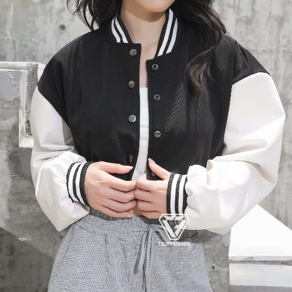 MSI Jacket Baseball Jaket Baseball Crop Wanita Bahan Fleece Korean Style Varsity Remaja Jacket Baseb