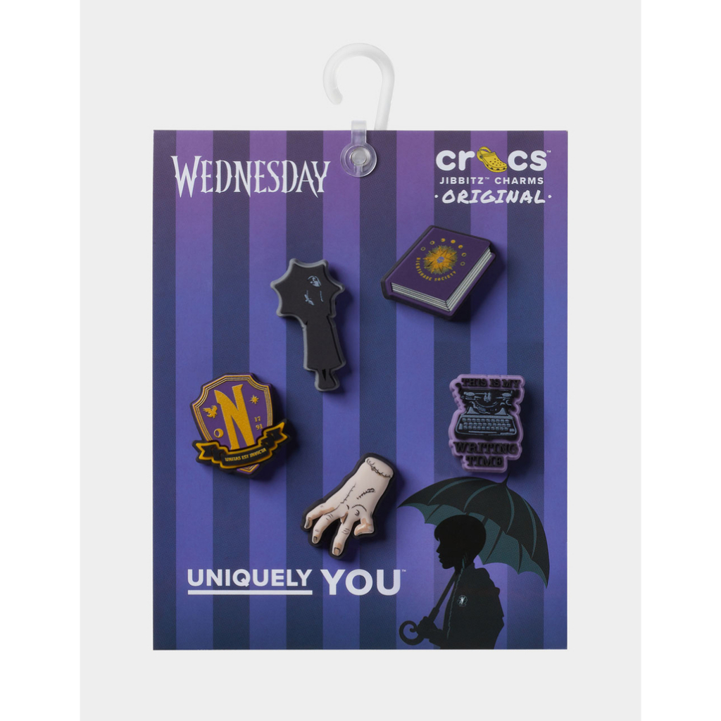 Crocs Jibbitz Original – Wednesday Addams Set isi 5 | Aksesoris Hiasan Crocs