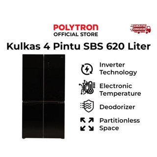 KULKAS SIDE BY SIDE POLYTRON 4 PINTU 618 LITER 252 WATT - PRS 561X