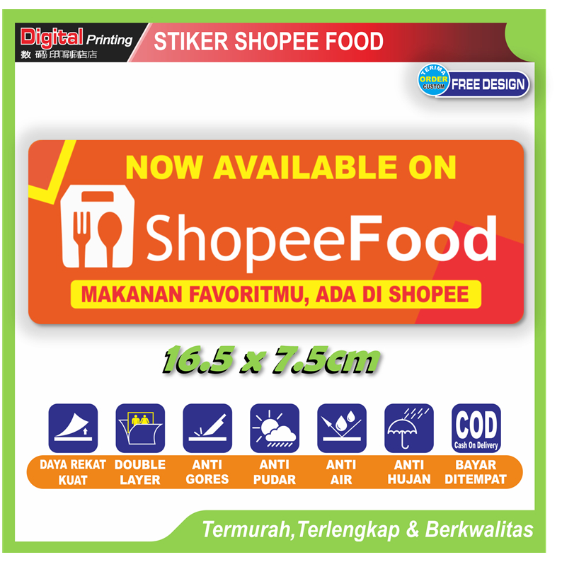 

Stiker tulisan sh0pee food panjang identitas makanan online restoran warung gerobak dll
