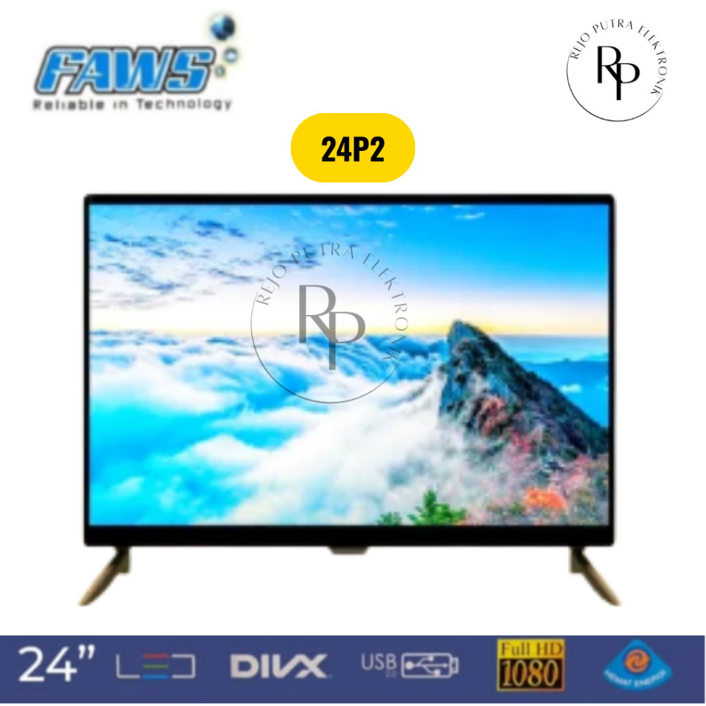 TV LED FAWS 24 INCH 24P2 DIGITAL FHD HDMI USB VGA MONITOR KOMPUTER CCTV HEMAT LISTRIK