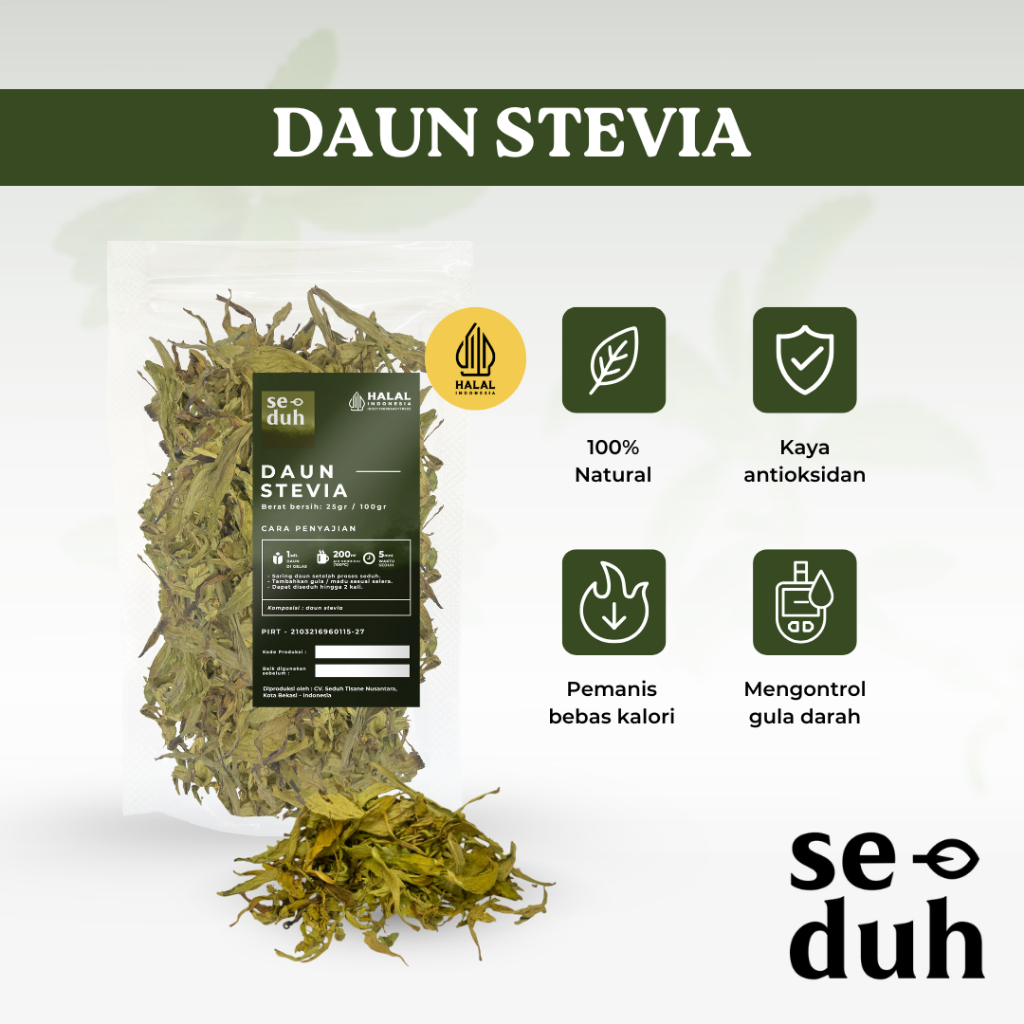 

Seduh Stevia Leaf Grade A / Teh Daun Stevia Lokal / Herbal Leaf