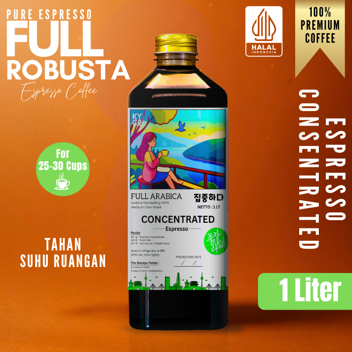 

Espresso cair Full Arabika 1 Liter kopi konsentrat Concentrated | kopi konsentrat | Halal indonesia | Aceh gayo | Kopi susu | Medium dark - Kiyowo Coffee