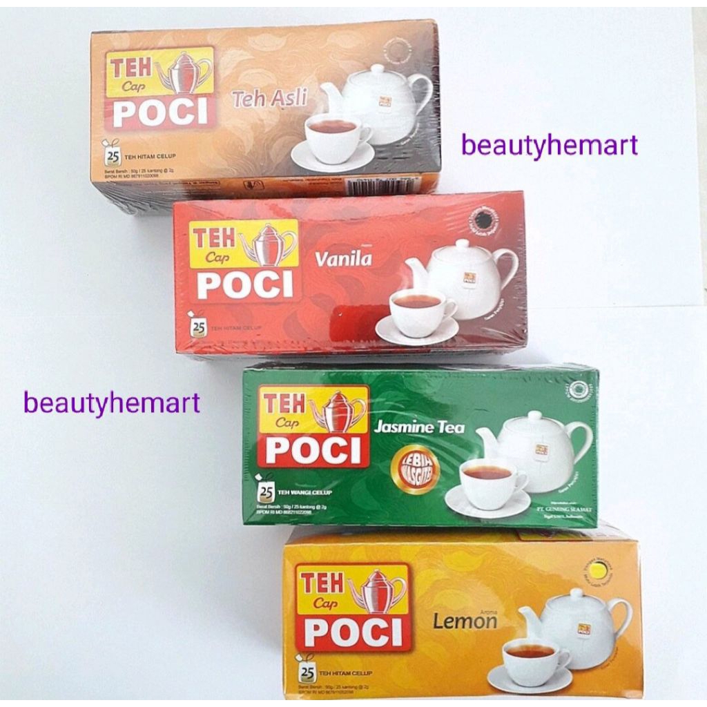

Teh Cap Poci Celup Isi 25 Bags Rasa Original & Jasmine Tea - Teh Cap Poci Celup 25 Bags Kemasan Kotak