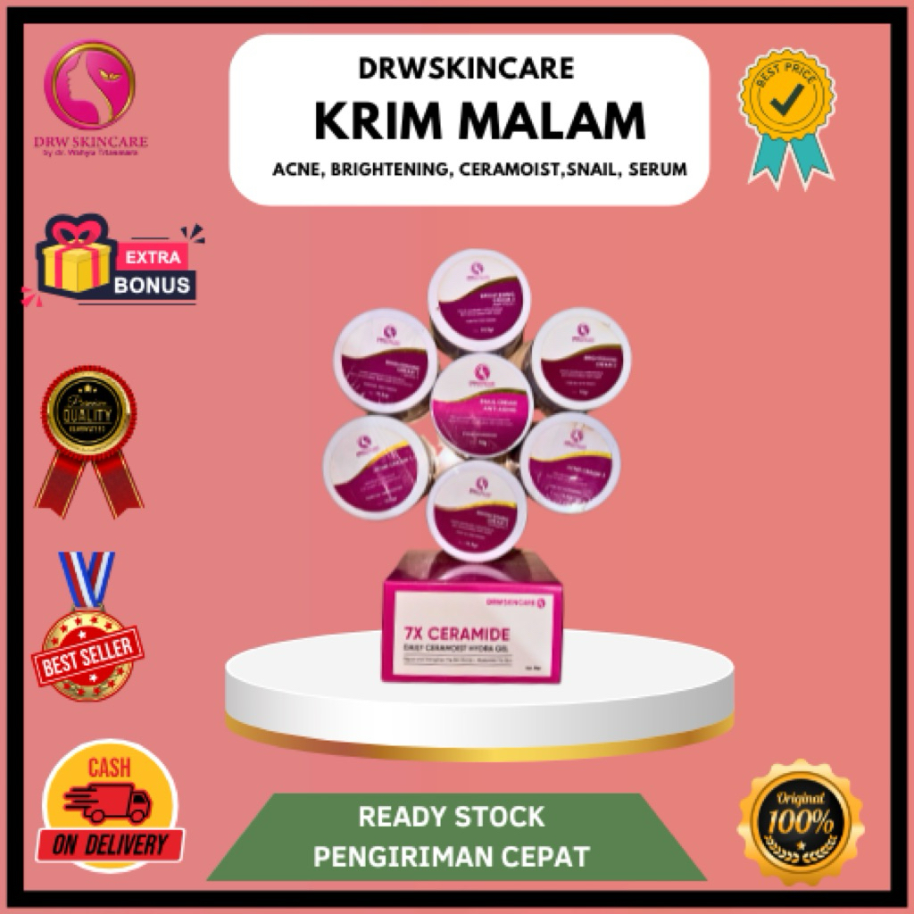 Drw Skincare Krim Malam Radiant Bright Ultima , Glow Booster, Acne dan Brightening Series BPOM untuk
