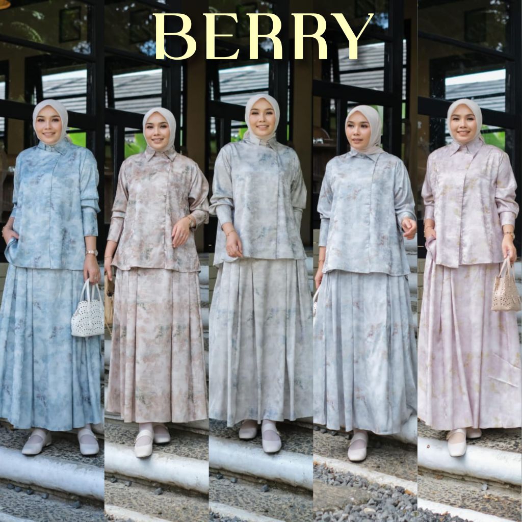 (8x) DLOVERA BERRY KIRANA AVILA ONESET Baju Setelan Rok Wanita Muslimah Berry Setrok by D'lovera. TZ