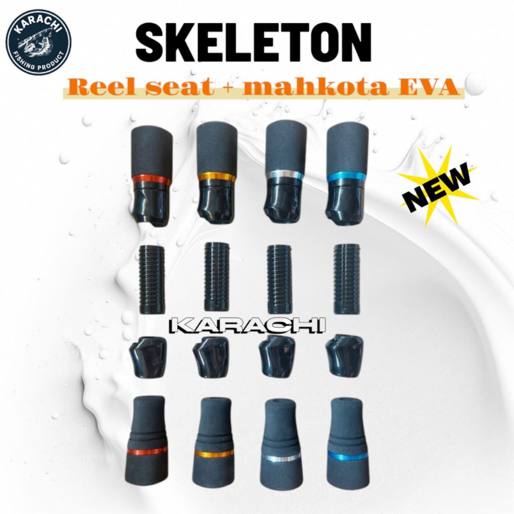 Reel seat skeleton+mahkota EVA/reelseat skeleton set busa eva/reelseat custom joran