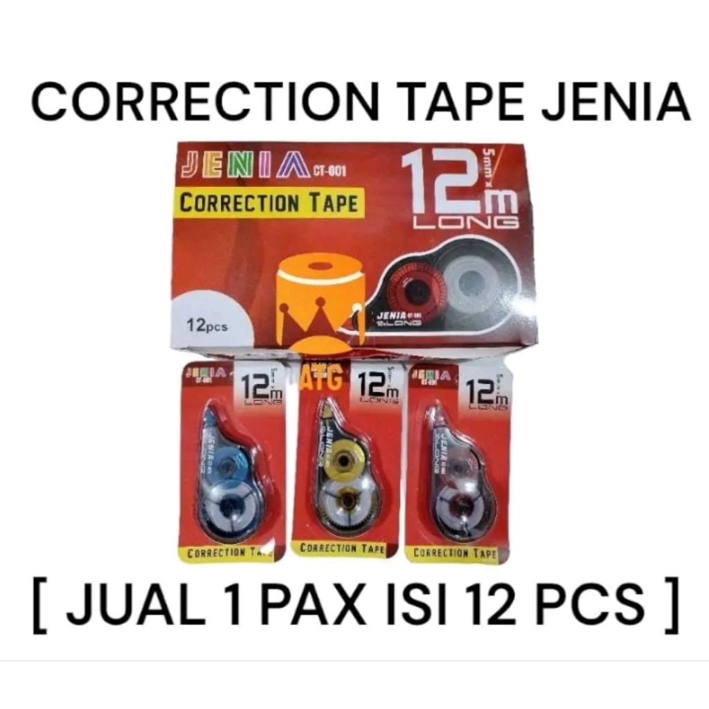 

PAKET 1 BOX ISI 12 ~ ATG ~ Tipe-X Kertas / Corection Tape Jenia 12M Kartun Lucu Tip X Tipex / Tipe X / Tipe-ex correction