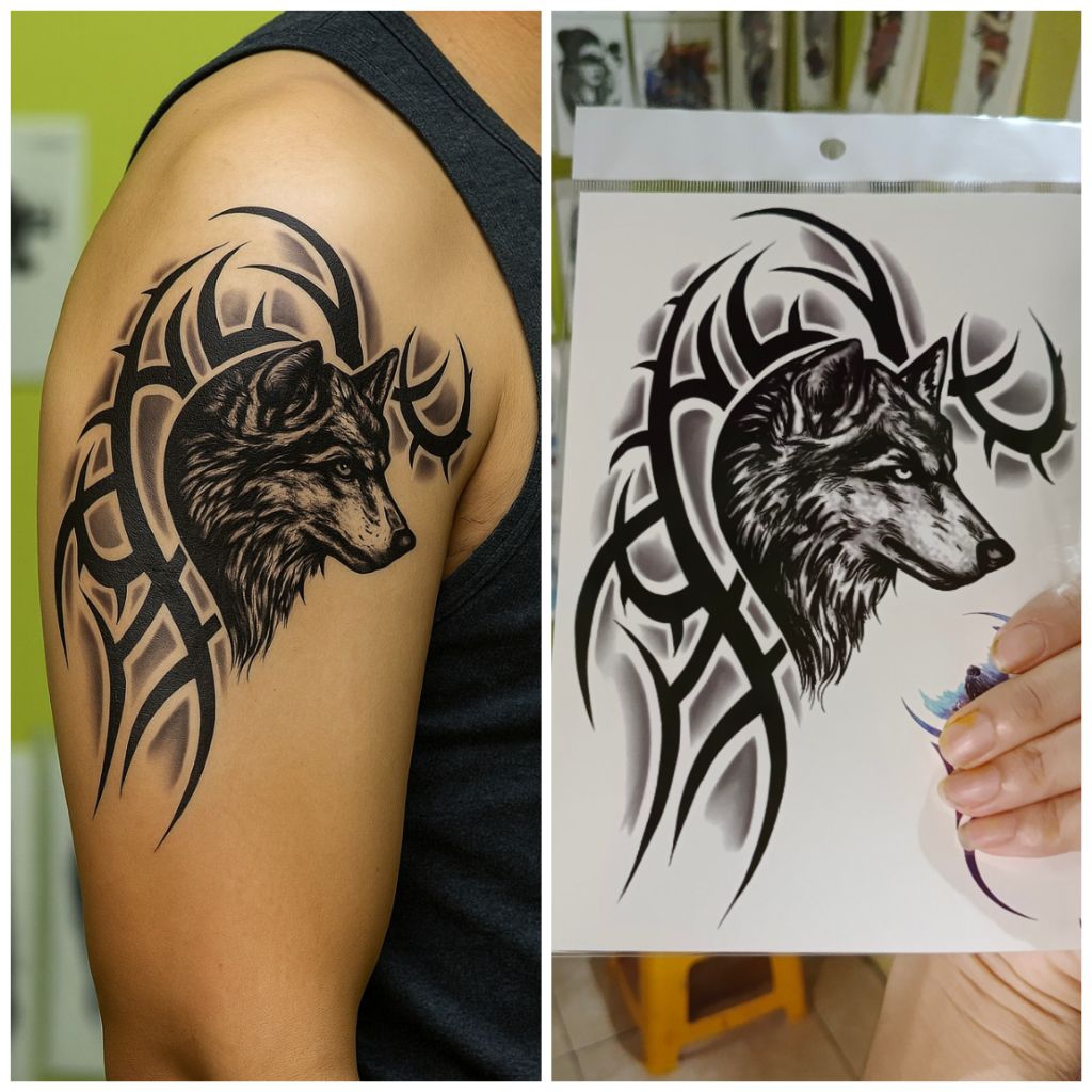 tatto temporer serigaala 3D tahan lama anti air tato temporary