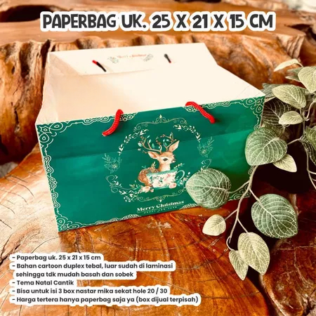 

paperbag natal christmas bingkisan snack hadiah motif reindeer in a christmas cup 25 x 21 x 15cm