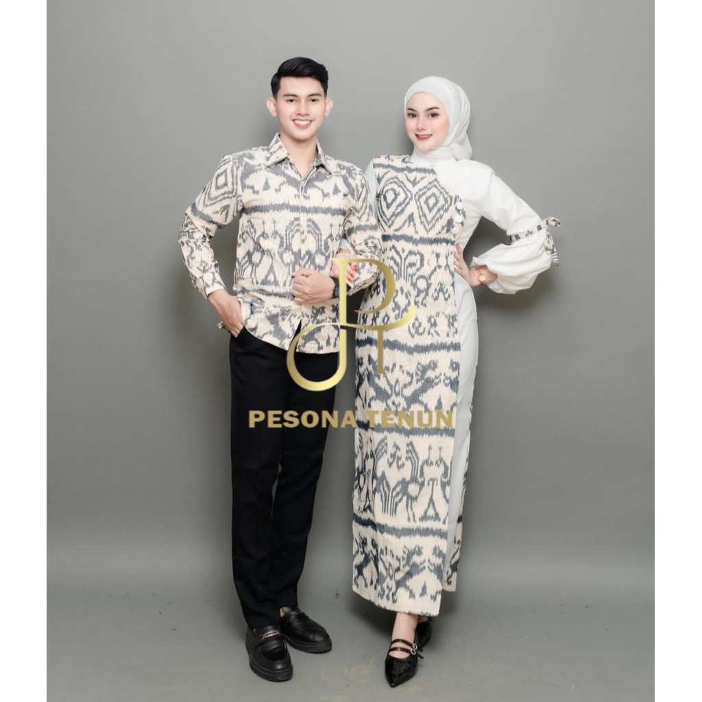 PESONA TENUN - BAJU TENUN COUPLE ADELIA NTT WHITE - DRESS TENUN - COUPLE TENUN - COUPLE KONDANGAN - 