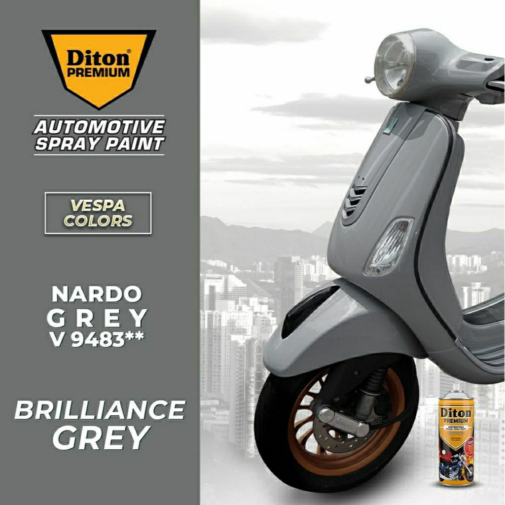 #MAU# Cat Semprot Diton Premium V 9483 Nardo Grey 400ml Vespa Abu Abu Muda Pespa Solid Kilap Glossy 