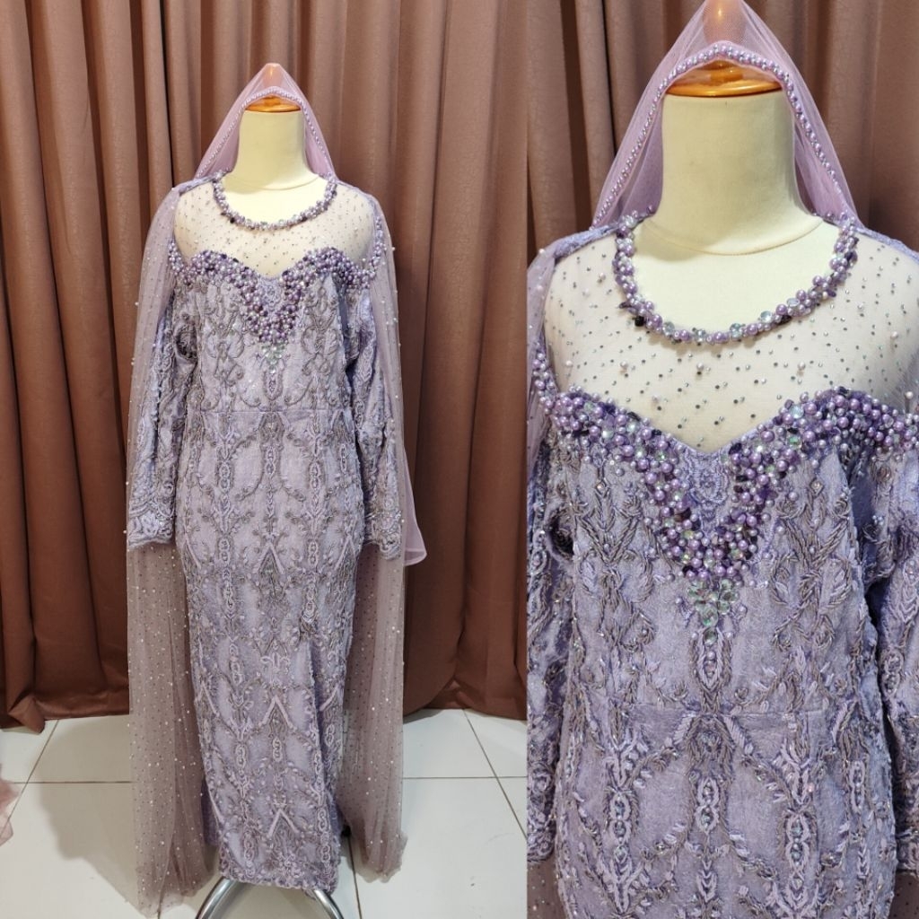 Slimdress pengantin / gaun slim pengantin warna lilac jumbo preloved