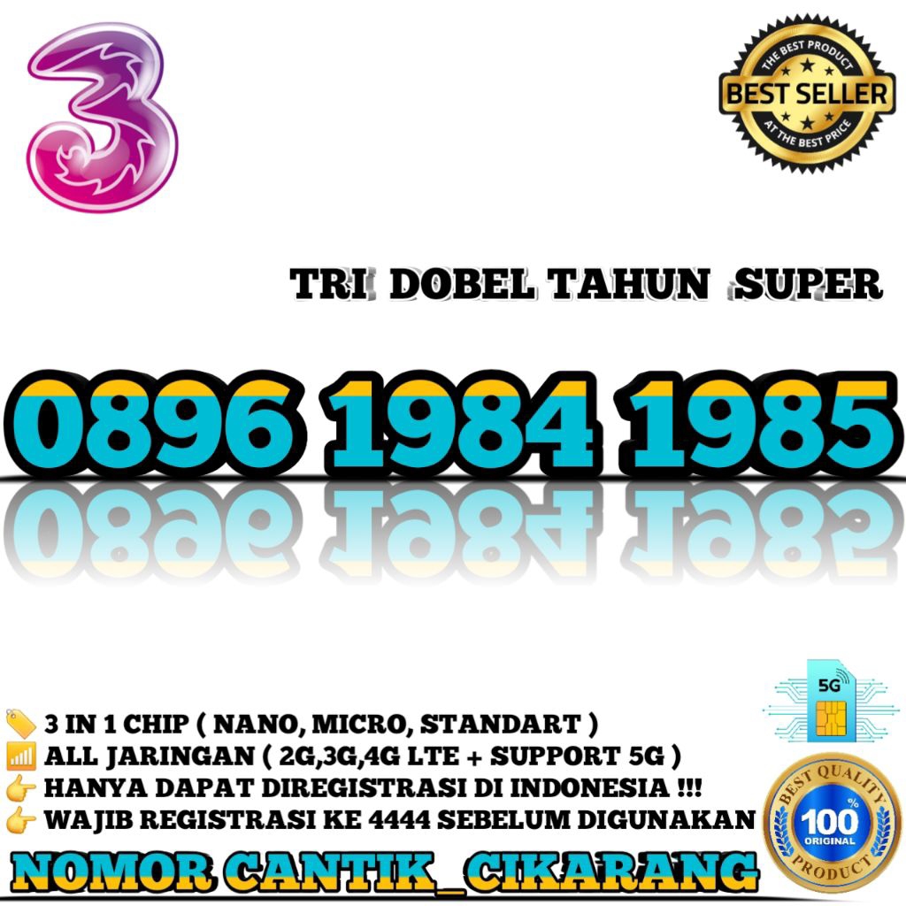 NOMOR CANTIK TRI  KARTU PERDANA NOMOR CANTIK TRI  NOMOR CANTIK TRI SERI TAHUN LAHIR 1984 1985  KARTU