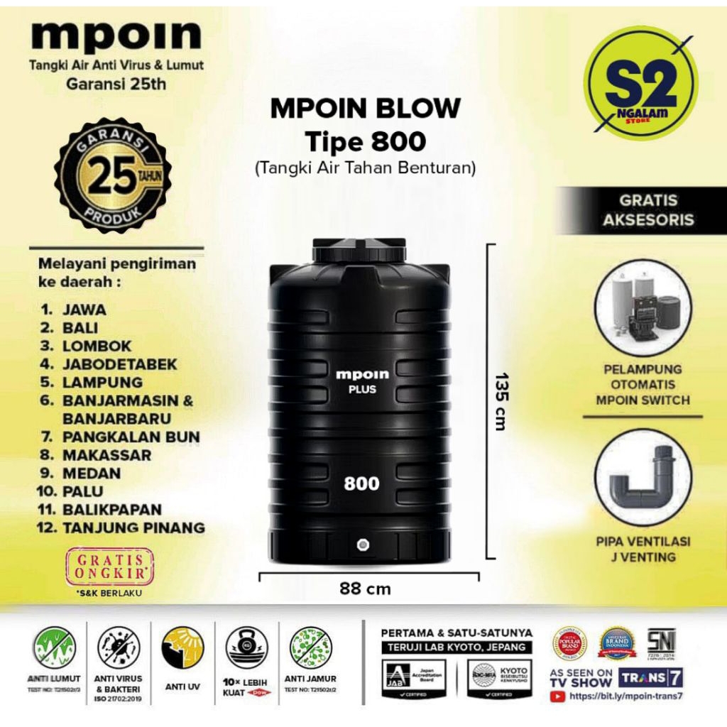 Tandon Air /Toren Air /Tangki Air - MPOIN 800 Liter (Invoice)