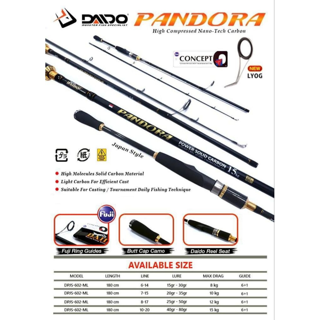 Joran pancing Daido Pandora japan style Fuji