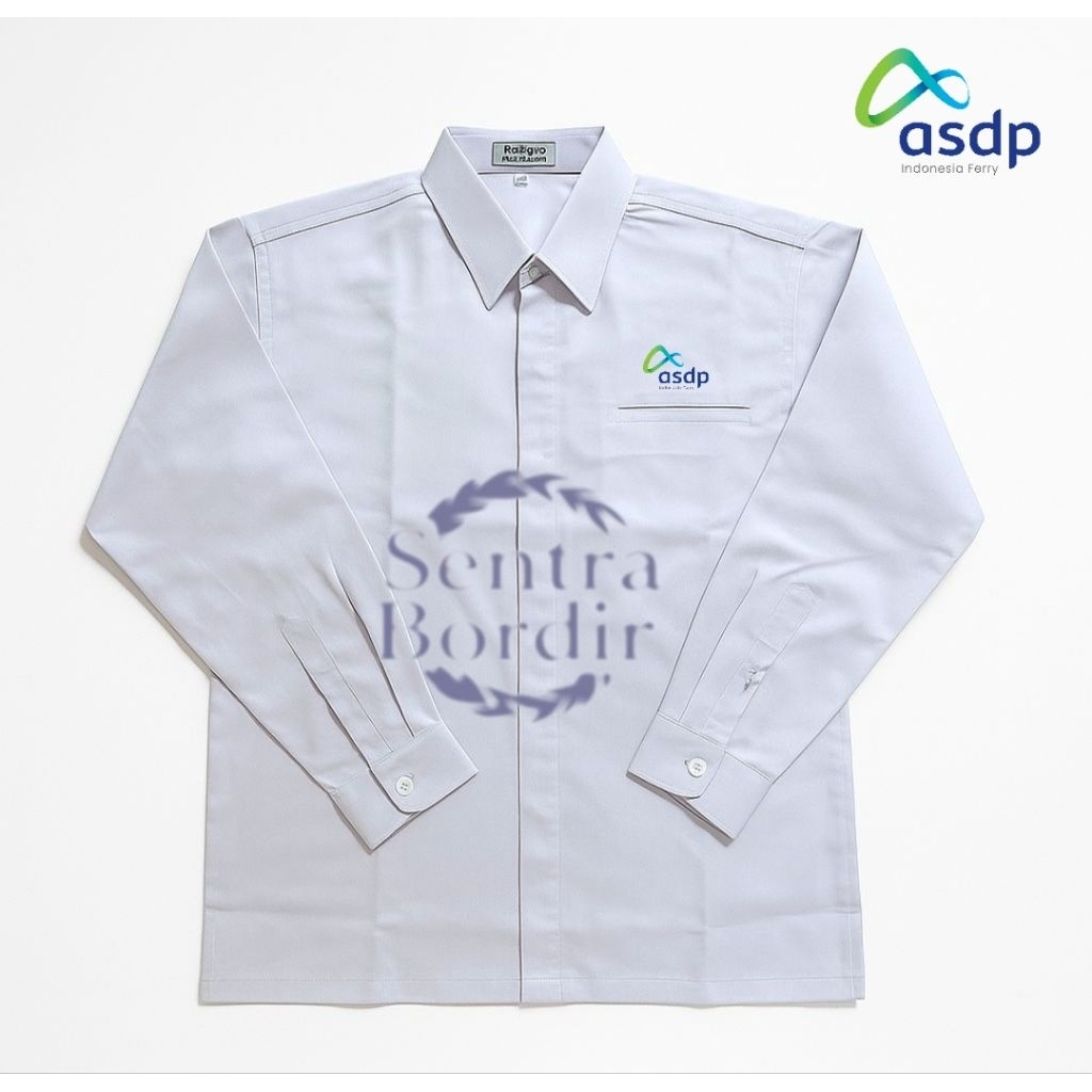 Kemeja asdp baju seragam asdp Indonesia Ferry saku satu bordir komputer