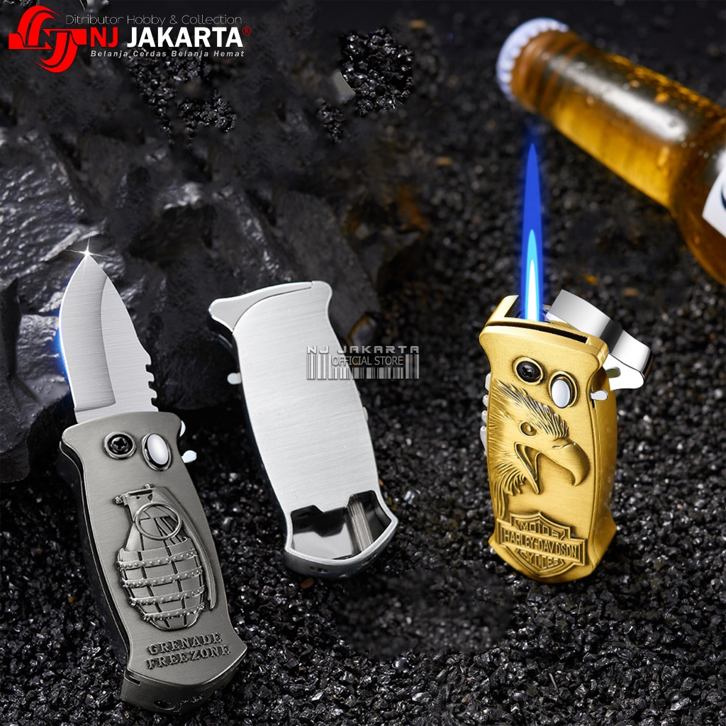 Korek Api Pisau Lipat Pengapian Las Isi Ulang Gas Model Pisau He Feng Lighter