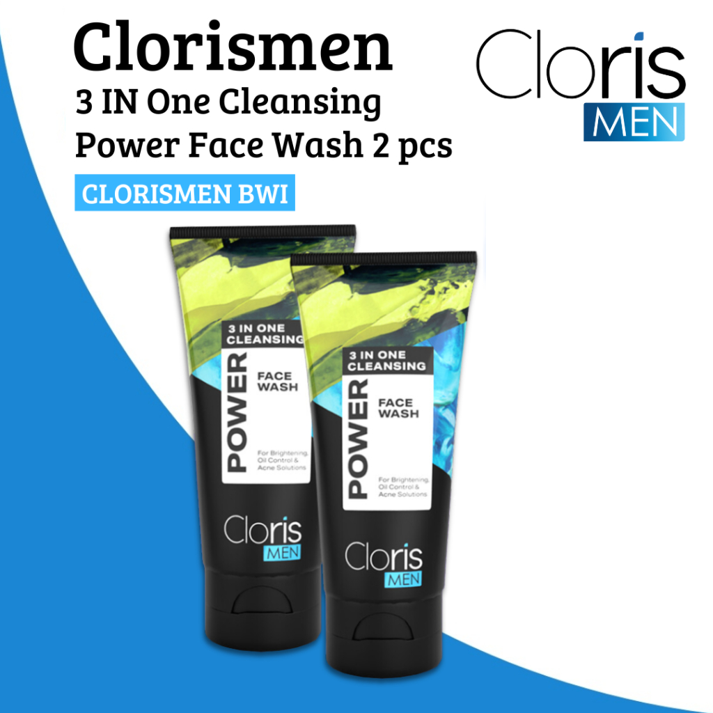 [ PAKET HEMAT ISI 2 PCS ] Clorismen Cloris Men 3 IN One Cleansing Power Face Wash 100 Ml For Brighte