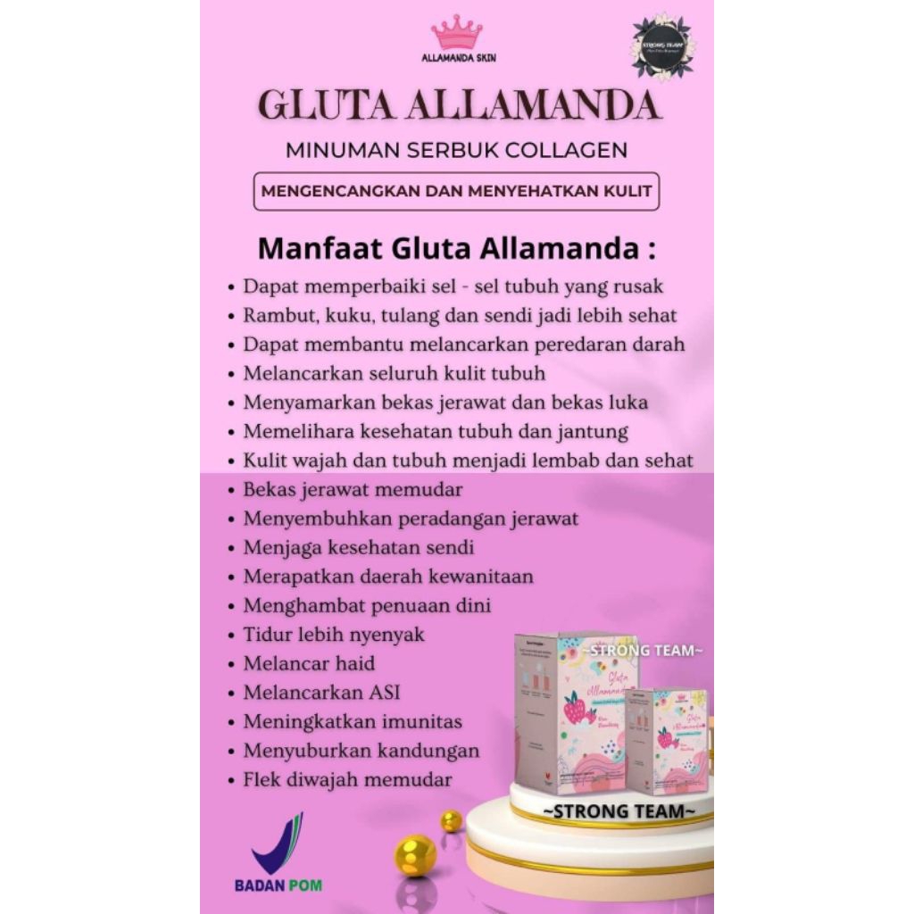 GLUTA ALAMANDA MINUMAN COLLAGEN RASA STRAWBERY BISA COD
