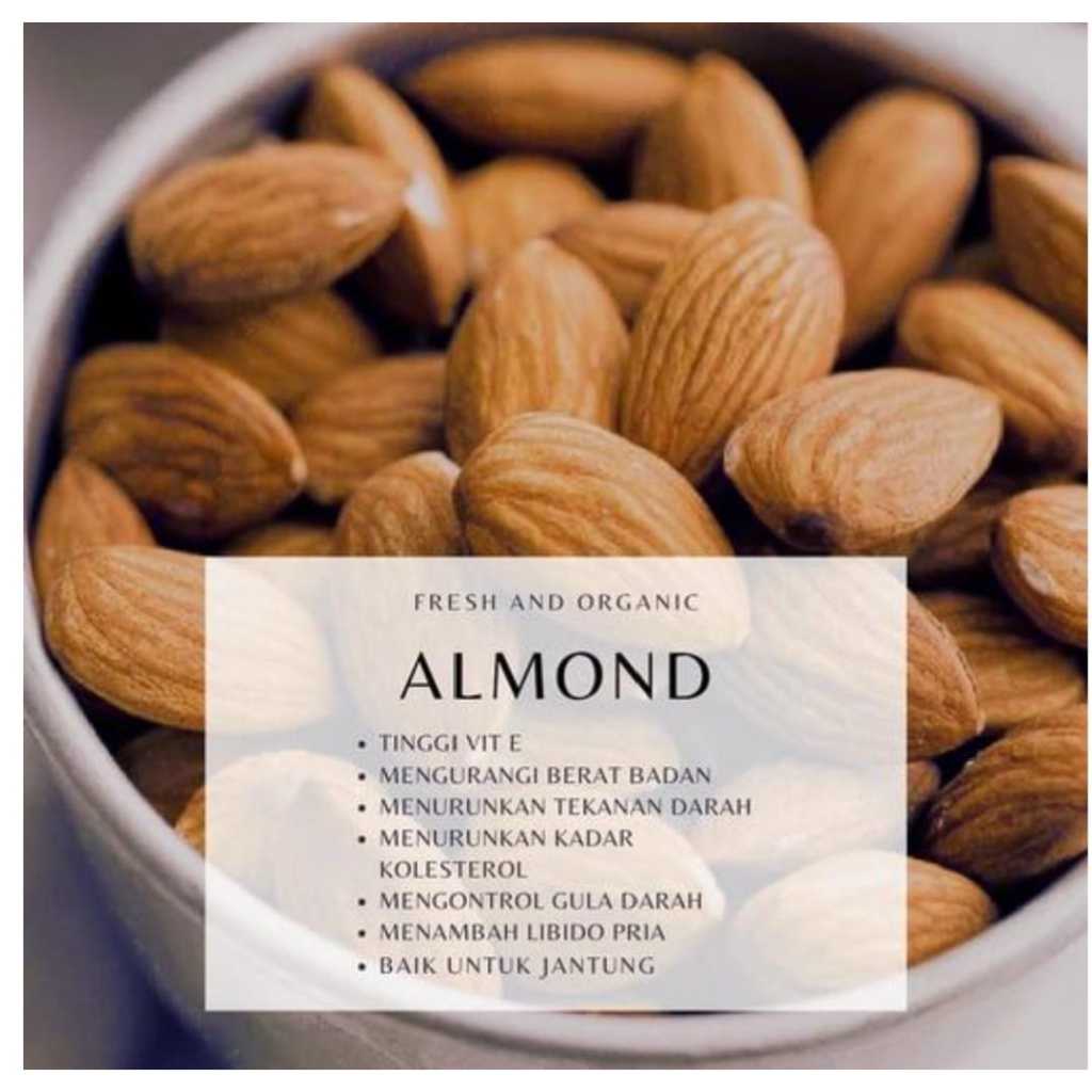

Almonesia - Natural Whole Almond( Almond Mentah Utuh)1kg
