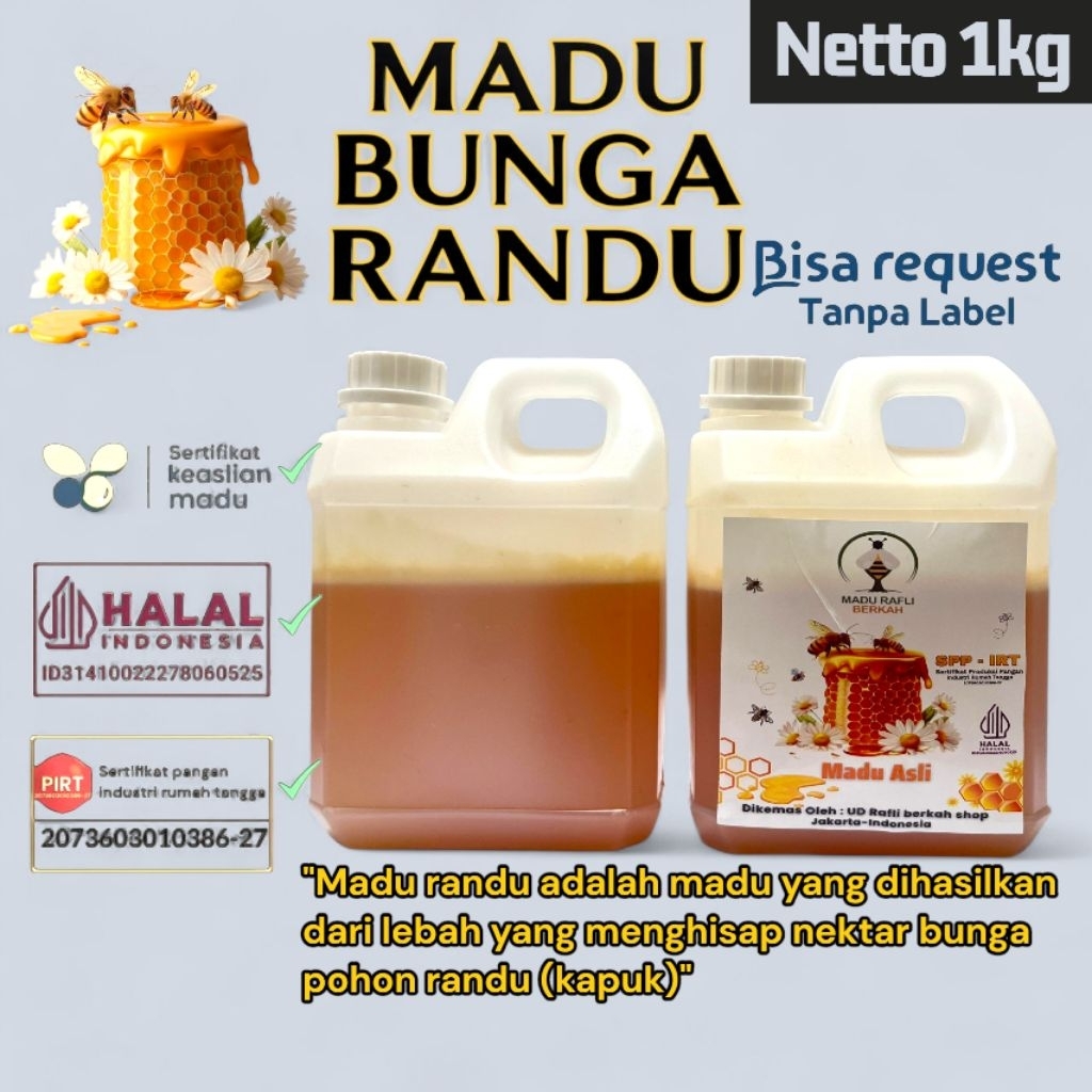 

madu asli randu 1kg original raw honey sudah uji laboratorium