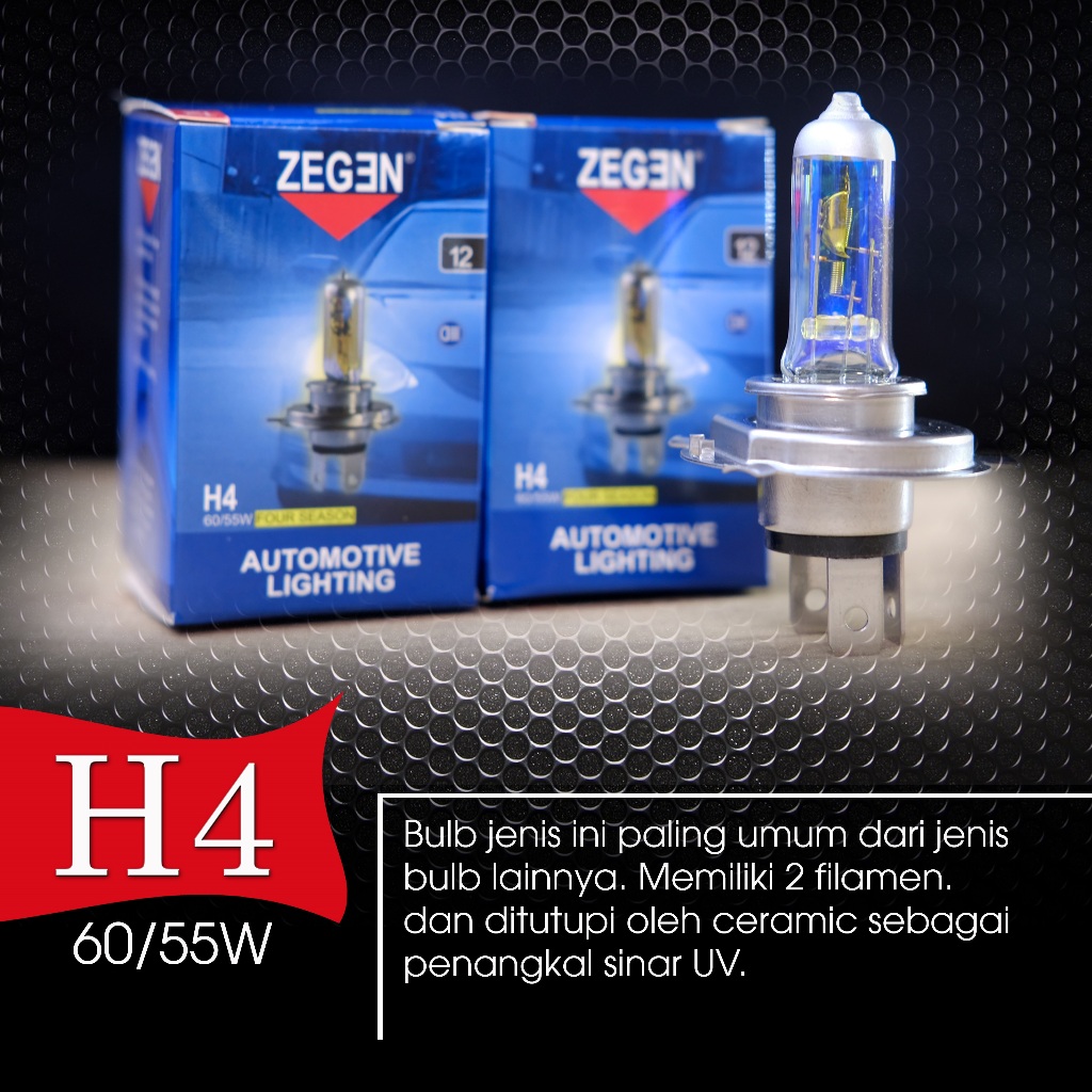 BOHLAM LAMPU HALOGEN ZEGEN H4 FOUR SEASON - PREMIUM QUALITY Germany technology