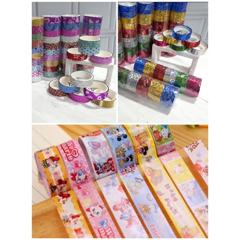 

( 1 Lsn - 12 Pc ) ISOLASI FANCY TAPE WARNA WARNI METALIK / METALLIC SHINNY / SELOTIP KECIL