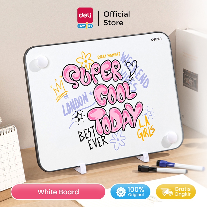 

Deli Magnetic White Board / Papan Tulis Putih Magnet Gratis Spidol Hapusan Magnet Pin Wadah MB13X