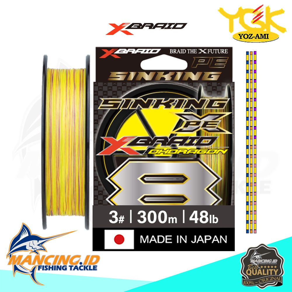YGK X-Braid OHDRAGON X8 Sinking 300M Alat Pancing Senar Pancing PE XBRAID