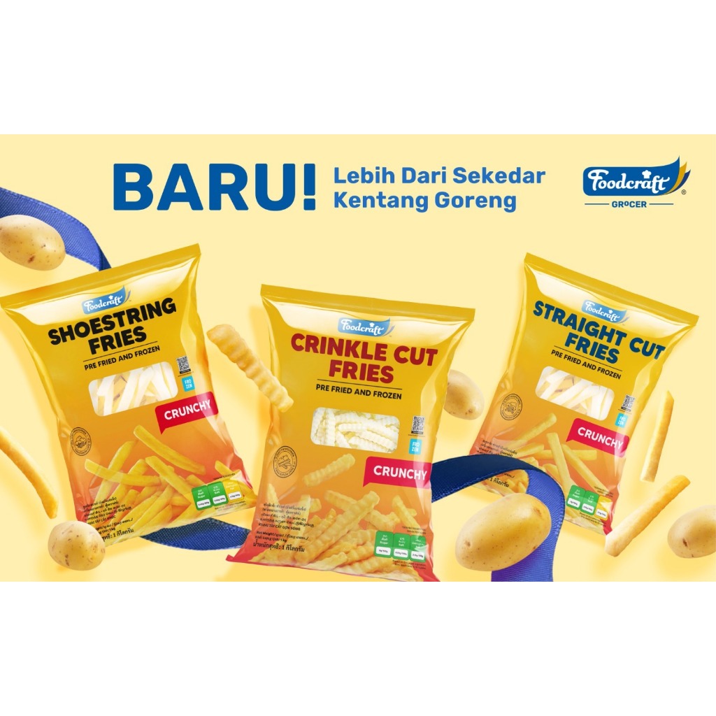

Foodcraft Kentang Goreng French Fries Series Kentang Goreng Aneka Bentuk Kriuk Renyah Gurih Frozen 1kg / Kentang Goreng Frozen
