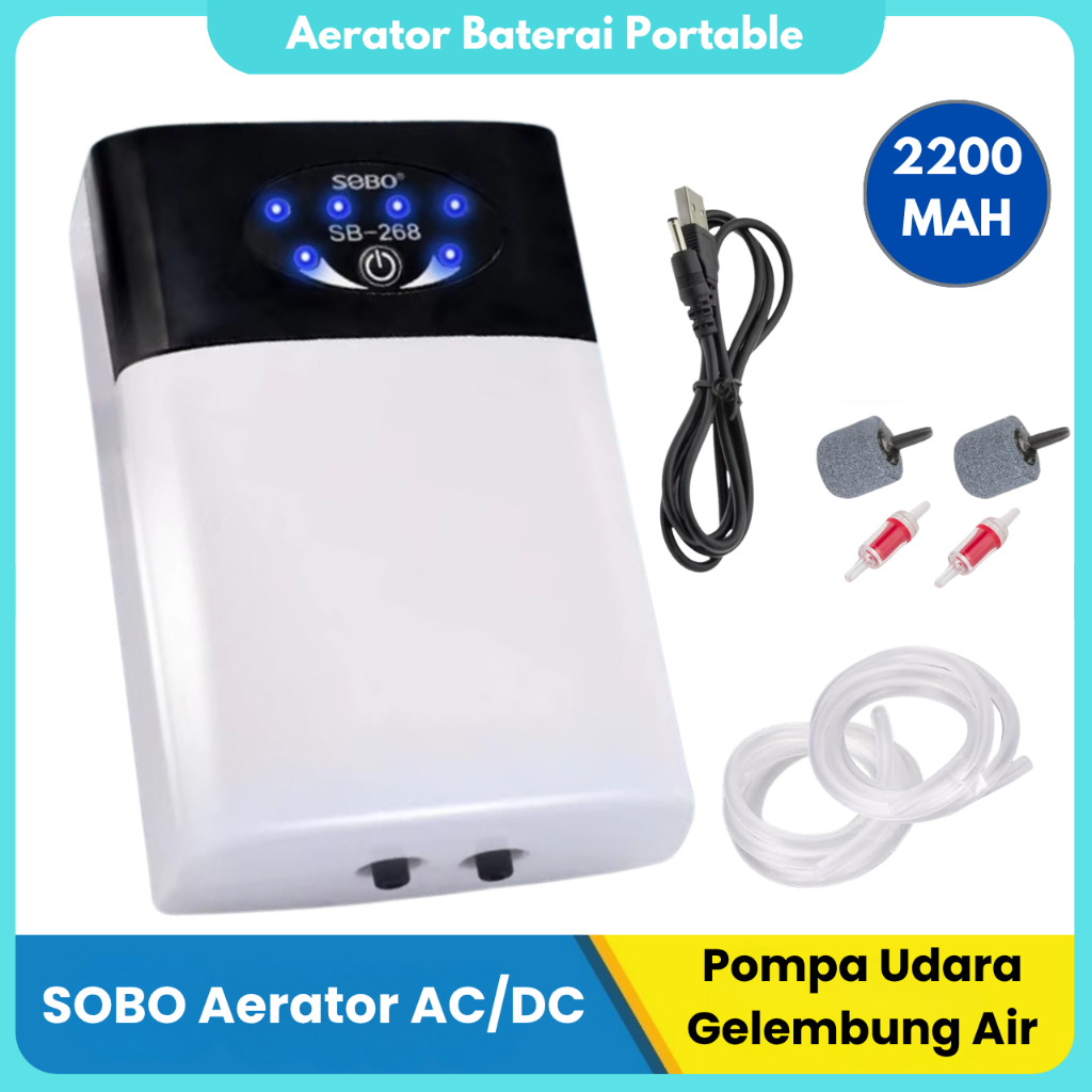 Pompa Aerator Akuarium AC DC Aerator Baterai Pompa Gelembung Udara Oksigen Aquarium