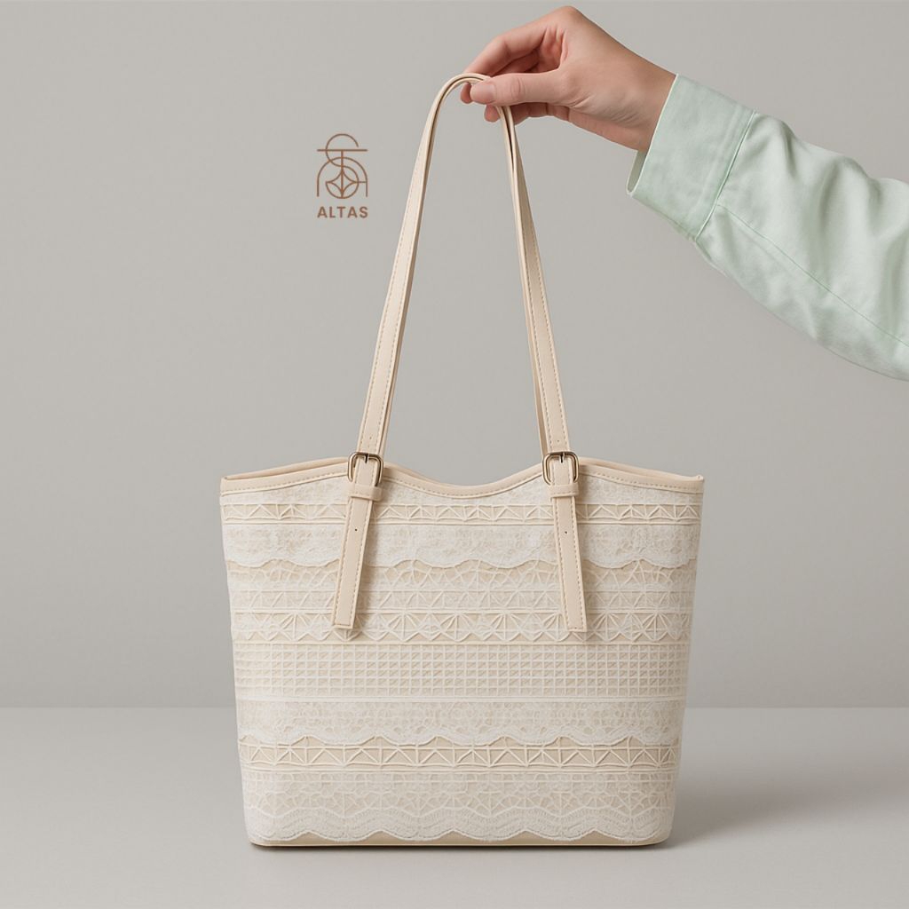 𝐀𝐋𝐓𝐀𝐒-Tas Bahu Renda Wanita Tote Shoulder Bag Tas Jinjing Cewek Vintage Shoulder Bag Tas Liburan Pan