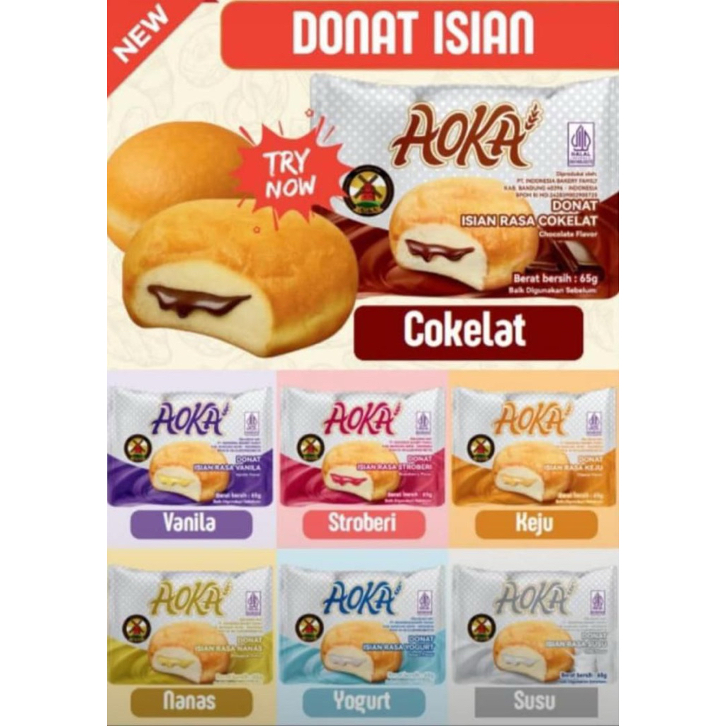 

roti aoka donat 52 gr (40 pcs)